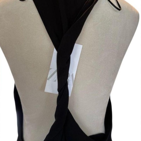 NWT Zara Twist Back Black Dress - Picture 2 of 6